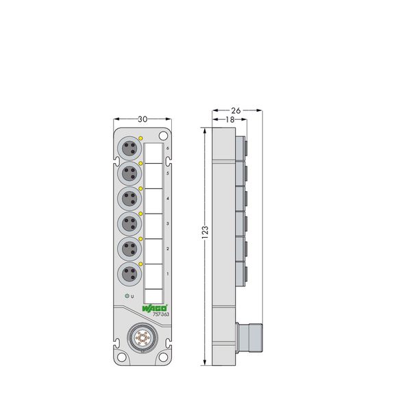 M8 sensor/actuator box 6-way 3-pole image 2