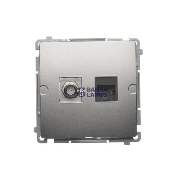 Aerial socket type "F" + computer socket RJ45 cat.6, satin, metallized image 1