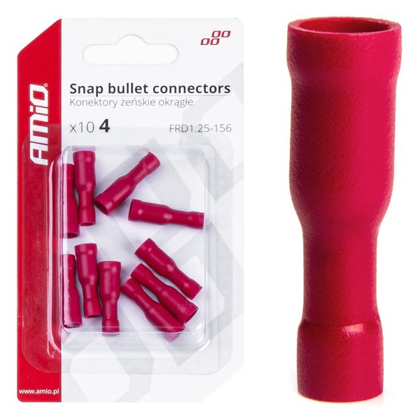 Snap bullet connectors 4mm 0.5-1.5mm2 10A 10 pcs image 1