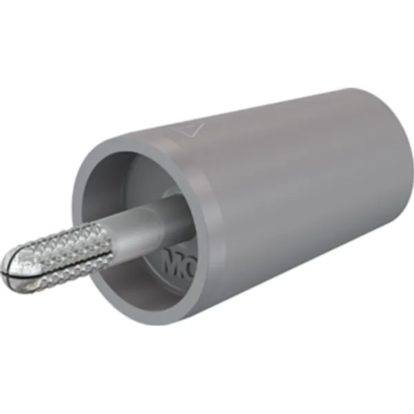 Screw-clamping adapter, 4 mm plug, spreadable to 4 mm socket, gray, CAT II, 24.0161-28 image 1