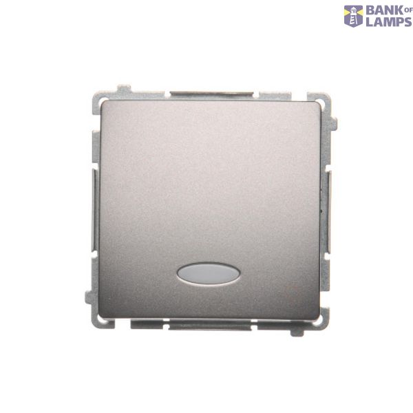 Light push button with indicator light, LED not replaceable Color: blue, (module), 10AX, quick connection, Inox, metallized image 1