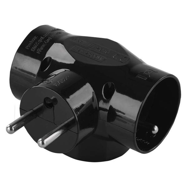 Multiple Socket 3× round, black image 1
