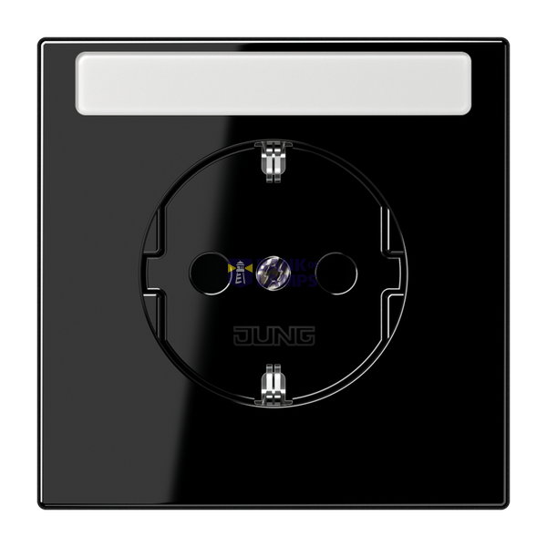 SCHUKO socket, 16 A 250 V ~, with label, Duroplast, LS series, black image 1