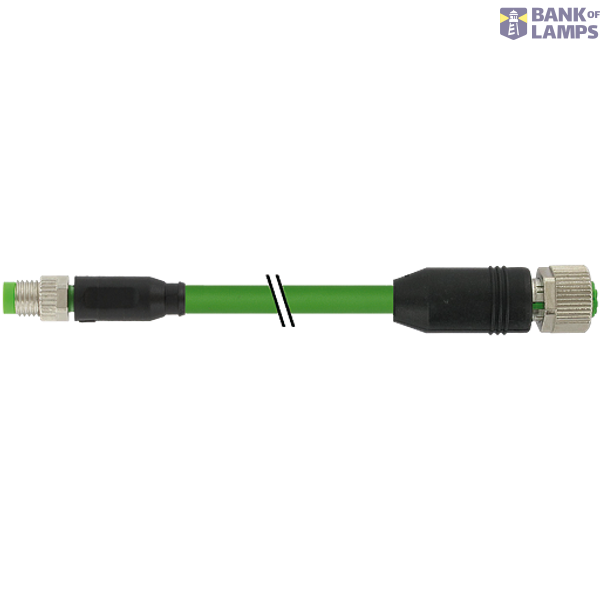 M8 male 0° / M12 female 0° D-cod. shielded PUR 1x4xAWG26 gn 20m image 2