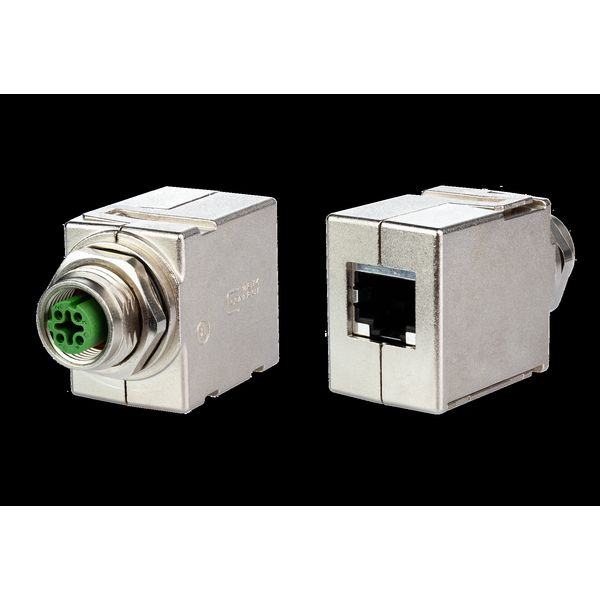 M12 Panel feed through adapters, D-coded, to RJ45  - straight image 2