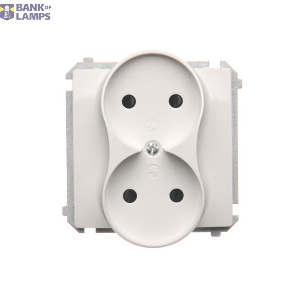 Double socket outlet without earthing, with shutters, white, 16A image 1