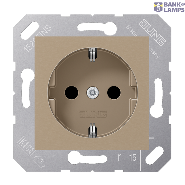 SCHUKO socket, 16 A 250 V ~, 50 x 50 mm, bronze-beige image 1