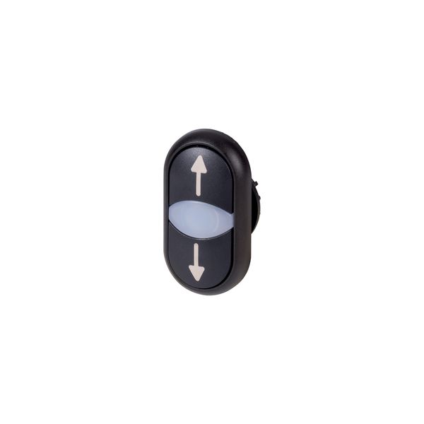 M22S-DDL-S-X7/X7 Double actuator pushbutton, RMQ-Titan, Actuators and indicator lights non-flush, momentary, White lens, black, black, inscribed, Bezel: black, arrow u image 5