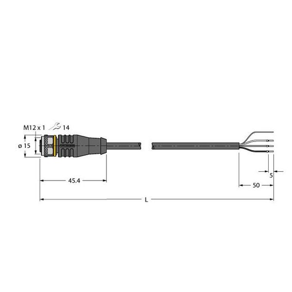 Actuator and Sensor Cable, PUR Connection Cable   RKS4T-60/TXL image 2