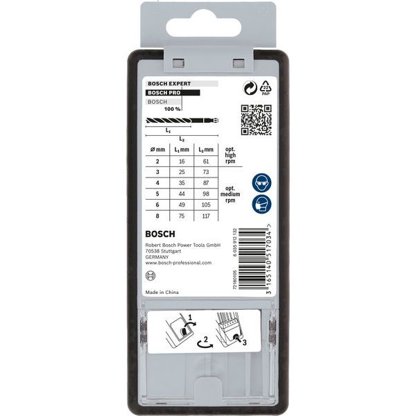 7-piece Robust Line brad point drill bit set, hex shank 2; 3; 3; 4; 5; 6; 8 mm image 1