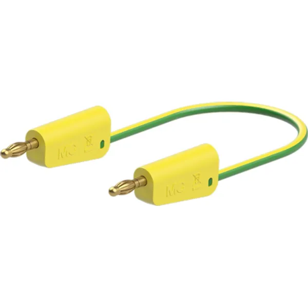 Measuring lead with (4 mm lamella plug, straight) to (4 mm lamella plug, straight), 500 mm, green/yellow, PVC, 1.0 mm², 64.1031-05020 image 1