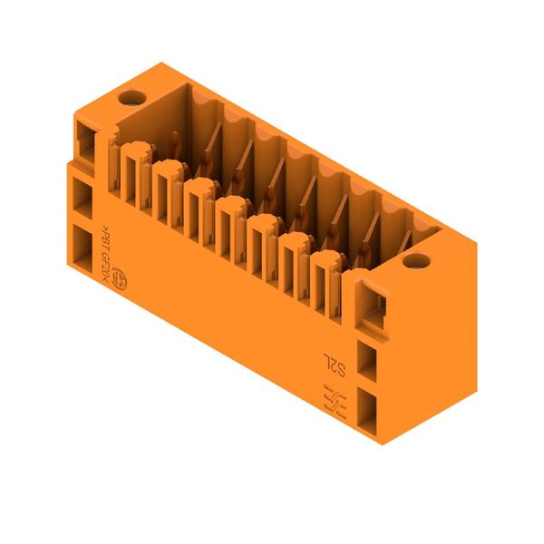 PCB plug-in connector, male header, Flange, THT solder connection, 3.50 mm, Number of poles: 16, 180°, Solder pin length (l): 3.5 mm, Gold-plated, orange, Box image 1