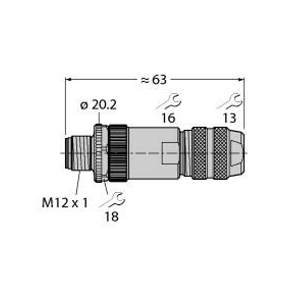Field-Wireable Connector Male Connector M12 × 1, Straight   CMBS8181-0 image 1