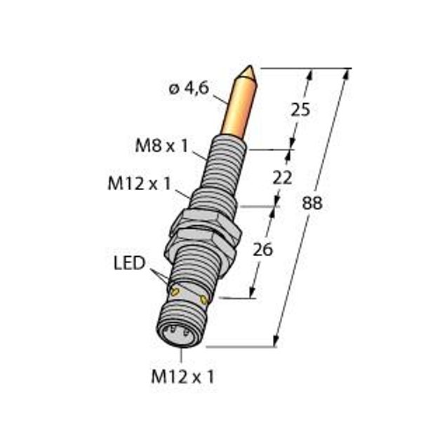 Magnetic Field Sensor With TIN Coating   NIMFE-EM12/4.6L88-UP6X-H1141/S1182 image 1