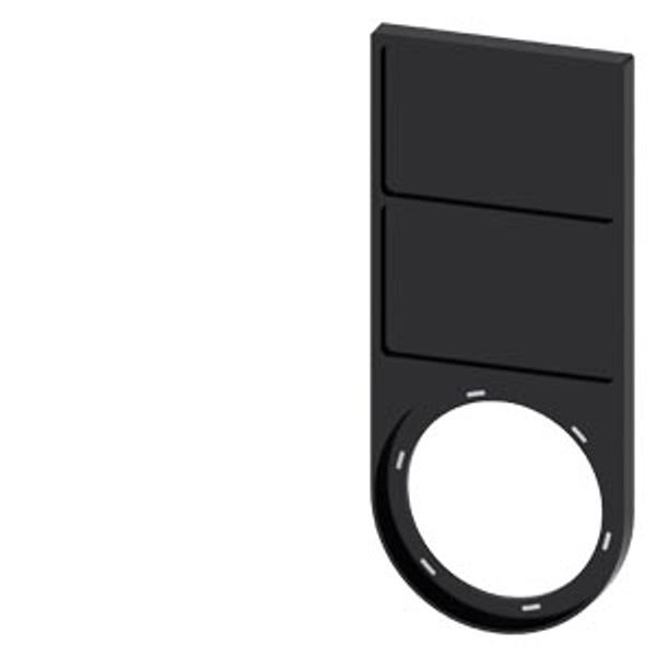 Label holder, flat, black, for 2 labeling plates 17.5x27 mm, for gluing image 1