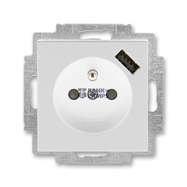 5569H-A02357 16 Socket outlet with earthing pin, shuttered, with USB charging image 1