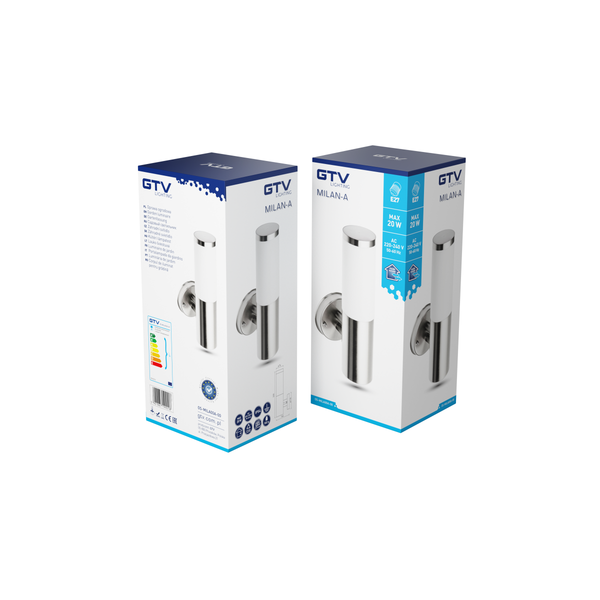 Facade luminaire MILAN, E27, max. 40 W, IP54, stainless steel image 2