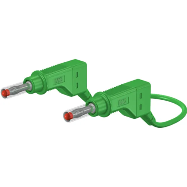 Measuring lead with (4 mm plug, spring-loaded, straight) to (4 mm plug, spring-loaded, straight), 2 m, green, silicone, 2.5 mm², CAT II, 66.9408-20025 image 1