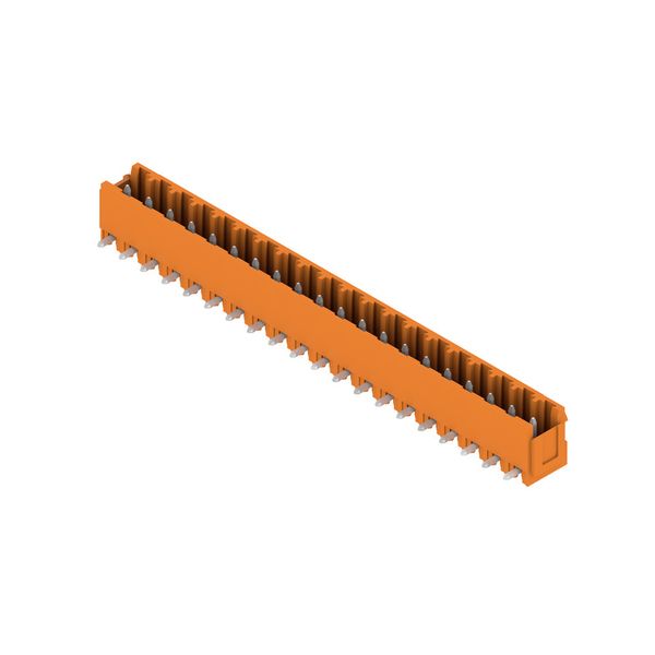 PCB plug-in connector, male header, Dovetails for fixing blocks, THT solder connection, 5.08 mm, Number of poles: 20, 90°, Solder pin length (l): 3.2 mm, tinned, orange, Box image 4
