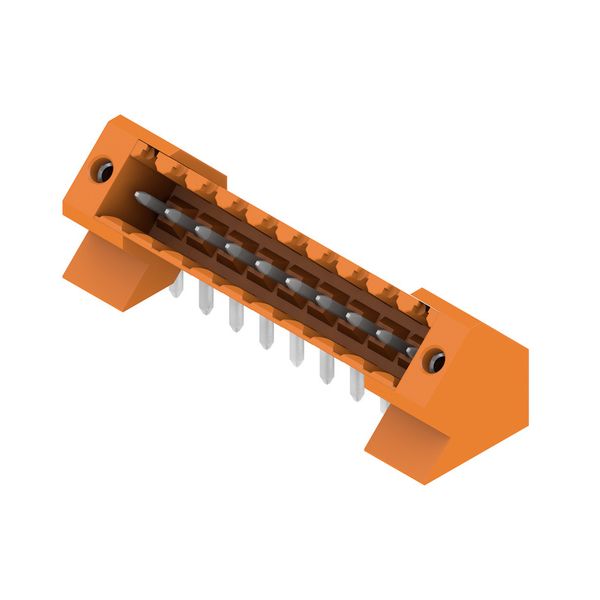 PCB plug-in connector, male header, Flange, THT solder connection, 3.50 mm, Number of poles: 10, 135°, Solder pin length (l): 3.2 mm, tinned, orange, Box image 4