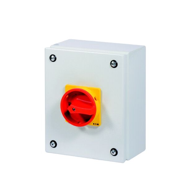 P3-63/SE3/SVB Main switch, P3, 63 A, surface mounting, 3 pole, Emergency switching off function, With red rotary handle and yellow locking ring, Lockable in the 0 ( image 3