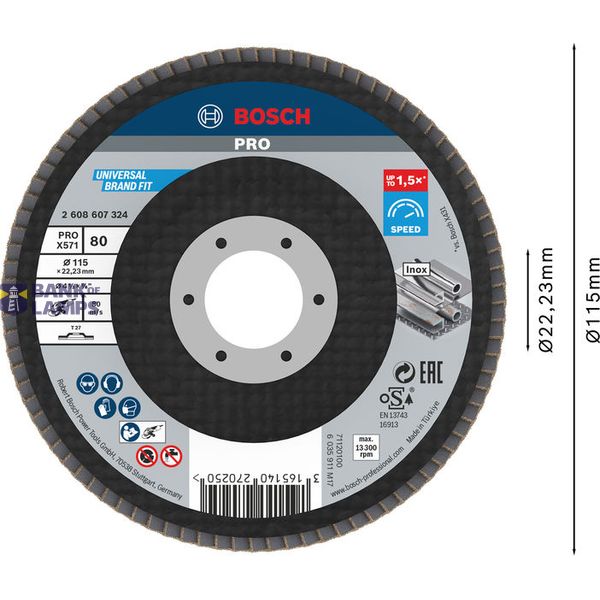 PRO Metal X571 Flap Disc Straight Version Fiber for Small Angle Grinders image 3