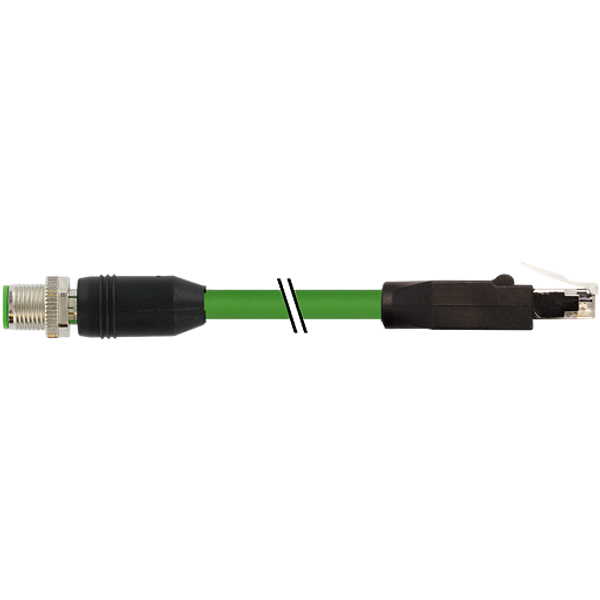M12 male 0° D-cod. / RJ45 male 0° shielded TPE SF/UTP CAT5e gn 3,5m image 1