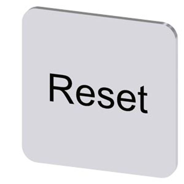 Labeling plate 22x22 mm, silver-colored label, labeling: Reset image 1