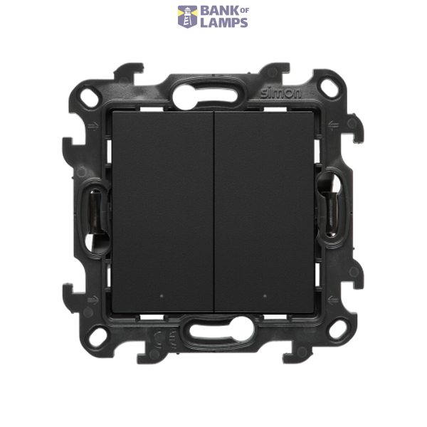 IP two-circuit switch, LED illuminated, (module), Simon 24, IP20/IP44, 10AX, black matt image 1