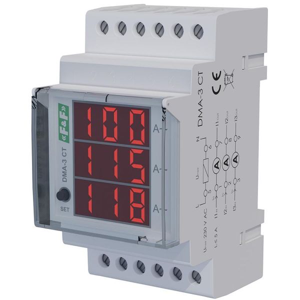 Three-phase current indicator; indirect measurement with programmable ratio image 1