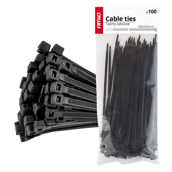 Cable ties black 4,8x200mm - 100 pcs image 1