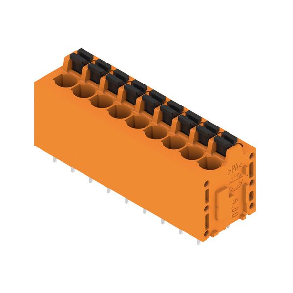 Printed circuit board terminals, 5.00 mm, Number of poles: 9, 180°, Solder pin length (l): 3.5 mm, tinned, orange, PUSH IN with actuator, Clamping range, max. : 2.5 mm², Box image 4