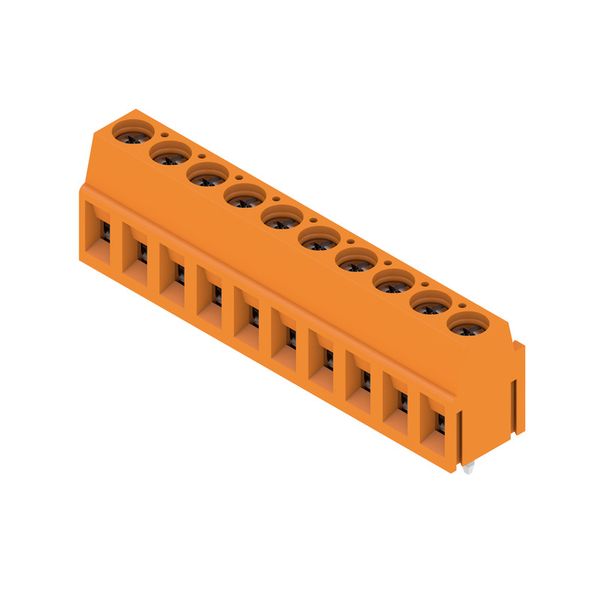 Printed circuit board terminals, 5.00 mm, Number of poles: 10, 90°, Solder pin length (l): 3.5 mm, tinned, orange, Clamping yoke connection, Clamping range, max. : 2.5 mm², Box image 2
