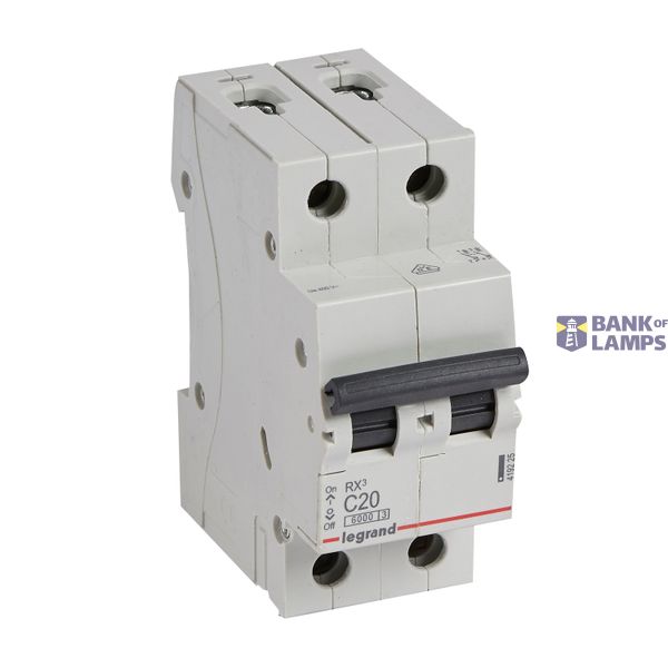 MCB RX³ 6000 - 2P - 230/400V~ - 20 A - C curve - prong/fork type supply busbars image 2