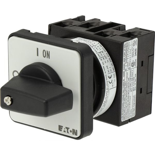 T0-2-1/E On-Off switch, T0, 20 A, flush mounting, 2 contact unit(s), 3 pole, with black thumb grip and front plate image 4