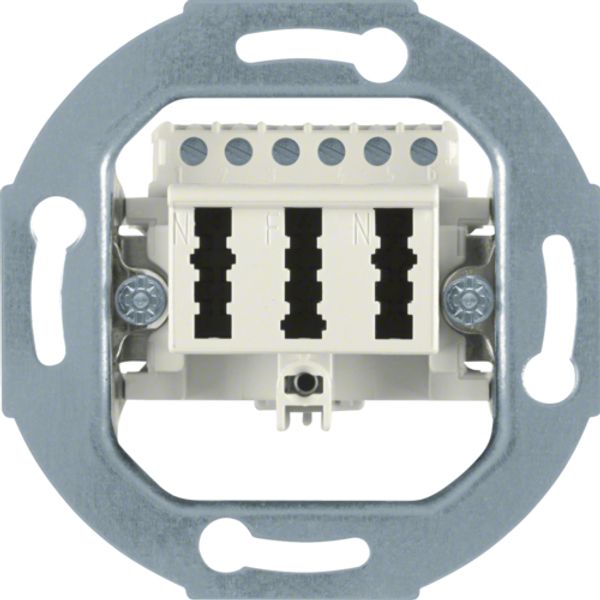Telephone socket 3 x 6NFN, device module, cream, matt image 1