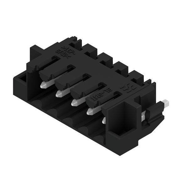 PCB plug-in connector, male header, Clip-on flange, THT/THR solder connection, 3.50 mm, Number of poles: 5, 90°, Solder pin length (l): 1.5 mm, tinned, black, Box image 2