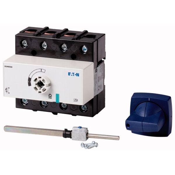 DMM-125/4+CM Switch-disconnector, DMM, 125 A, 4 pole, With blue rotary handle (Type C) and drive shaft, Vertical connection image 1