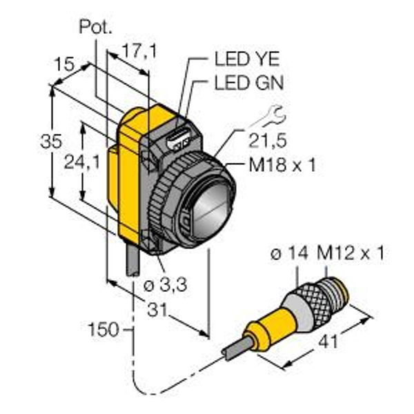 Photoelectric Sensor Retroreflective Sensor   QS18VP6LVQ5 image 1