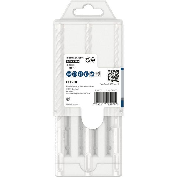 3-piece hammer drill bit set SDS-plus-5X 6; 8; 10 mm image 1