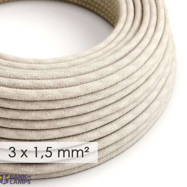 Large section electric cable 3x1,50 round - covered by Natural Neutral Linen RN01 image 1