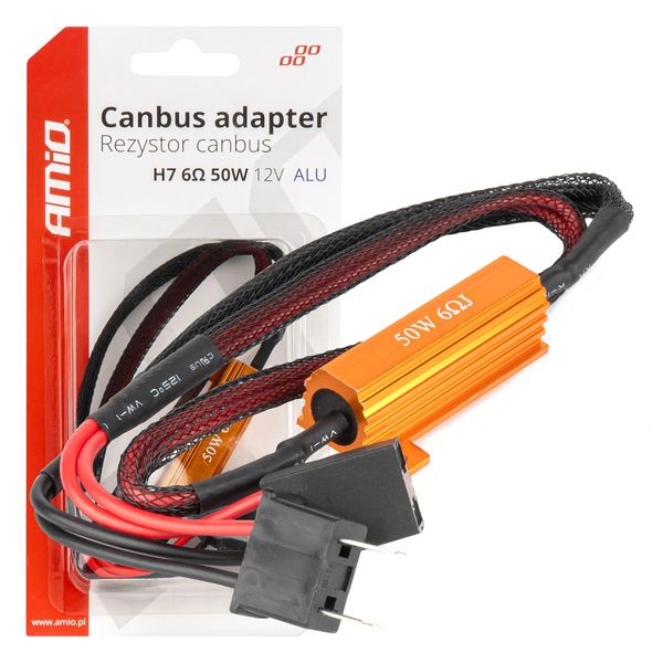 LED Canbus relay resistor 6Ω 50W H7 plug and socket AMIO-04089 image 1