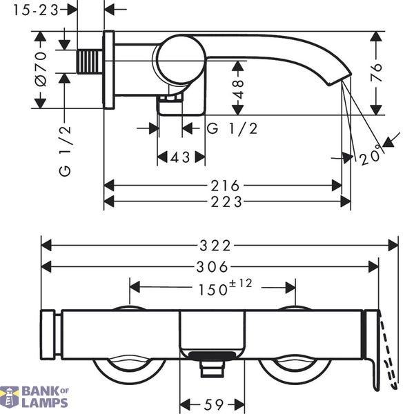 Vivenis bath mixer, chrome image 1