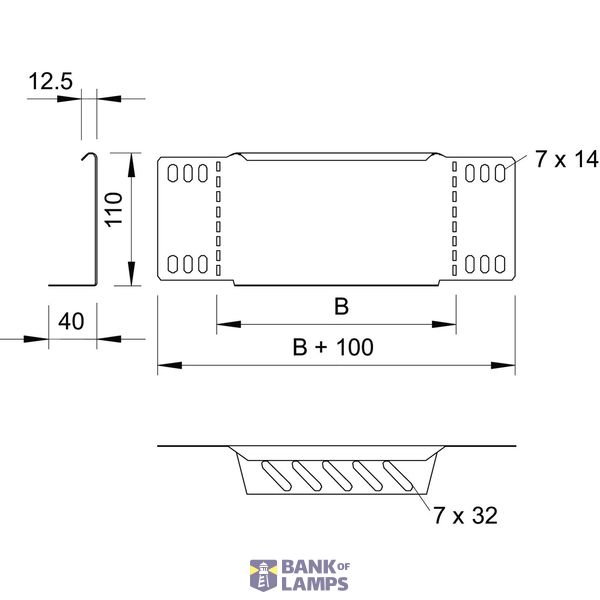 Reducer profile/end closure for cable tray 110x300 Steel Hot-dip galva image 2