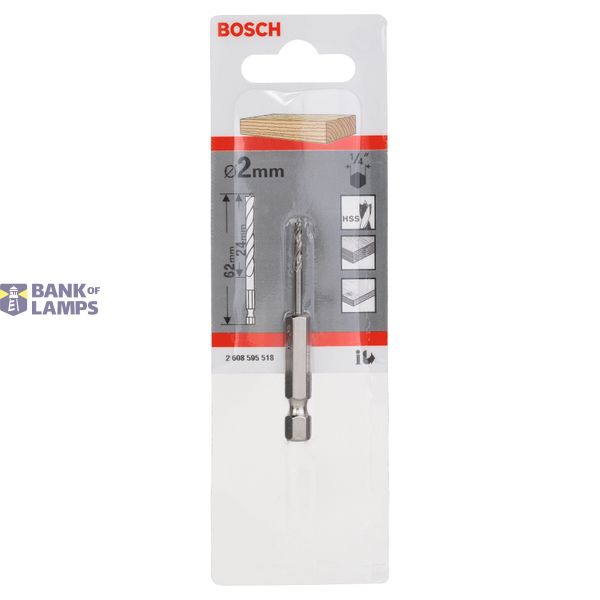Brad point drill bit, 1/4" hex shank 2 x 24 x 62 mm image 2