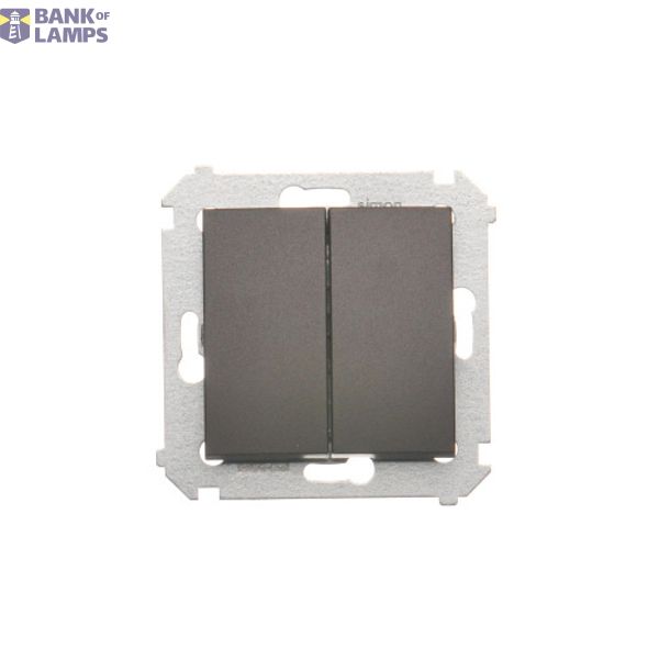Double two-way switch without pictogram, (module), 10AX, Screw, Bronze matt, metalic image 1