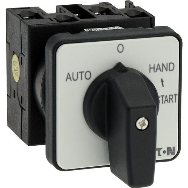 T0-2-15907/E Changeover switches, T0, 20 A, flush mounting, 2 contact unit(s), Contacts: 4, With spring-return from START, 45 °, momentary/maintained, AUTO-0-HAND image 7