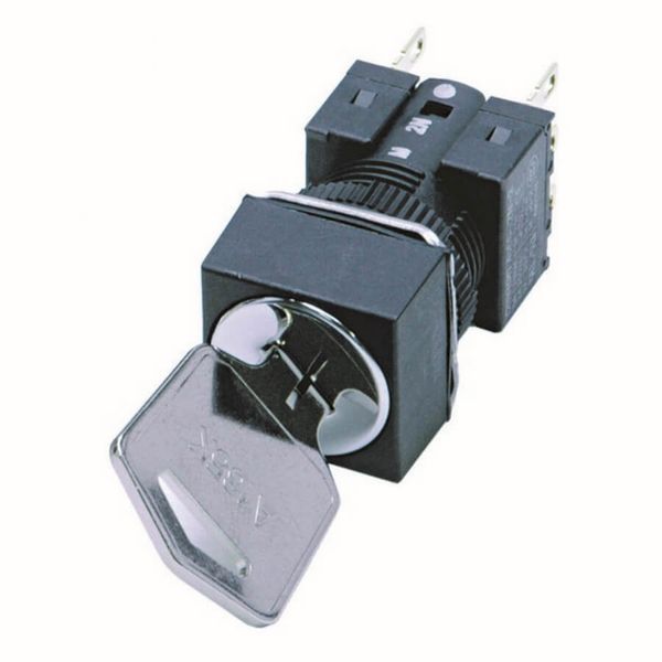 Selector switch, square, key-type, 2 notches, maintained, IP65, key re A16K2004M image 1