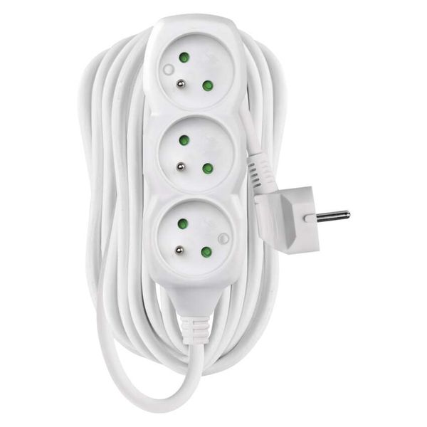 Extension Cord 10 m / 3 sockets / white / PVC / 1 mm2 image 1