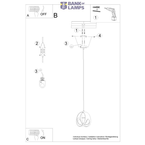 HANGING LAMP TULOS 1 WHITE E27 1X60W IP20 image 4